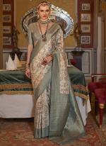 Tusser Silk Grey Traditional Wear Printed Saree